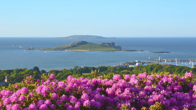 View of Irelands Eye Island from Howth Peninsula.