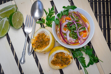shrimp and lemon tropical coctail