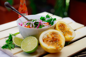 shrimp and lemon tropical coctail