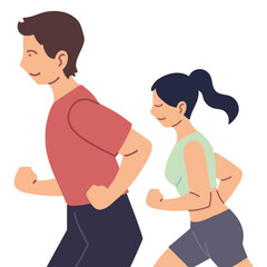 woman and man running vector design