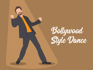 An actor performing bollywood style dance moves. Bollywood style dancing. Dancer on the stage. Indian movies and Indian cinema.