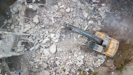  Urban Regeneration. Demolition of a building for new construction. Dismantling of a house....