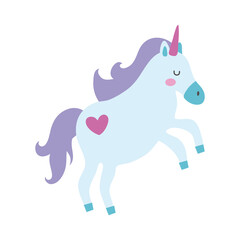 cute unicorn with heart tatto magical horse hand draw style icon