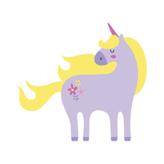 cute unicorn with floral tatto hand draw style icon