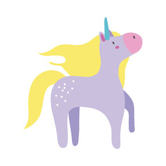 cute unicorn magical character hand draw style icon
