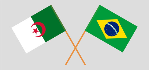 Crossed flags of Algeria and Brazil