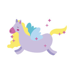 cute unicorn with stars magic horse hand draw style icon