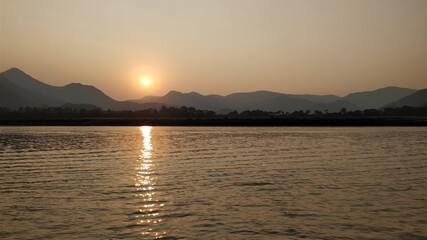 sunset over the lake