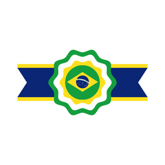 brazil flag seal stamp flat style icon