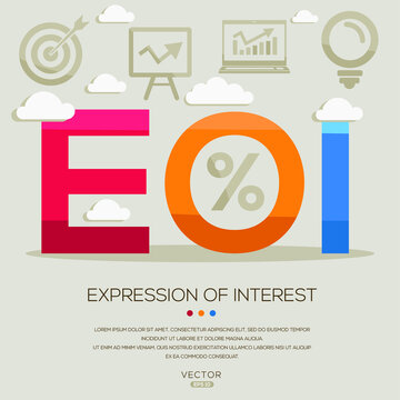 EOI mean (expression of interest) ,letters and icons,Vector illustration.	
