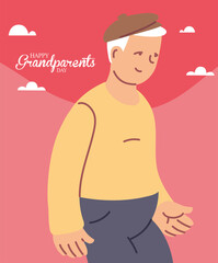 Fototapeta premium Grandfather of happy grandparents day vector design