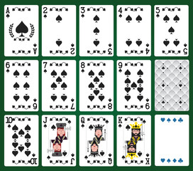 Complete set of spades suit playing cards