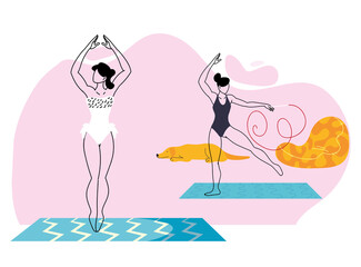 women training at home for quarantine