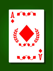 Ace of diamonds, playing card