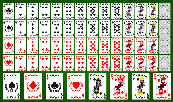 Poker cards full set on green background