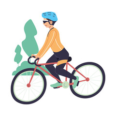Fototapeta premium Man riding bike at park vector design
