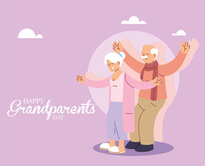 Grandmother and grandfather of happy grandparents day vector design