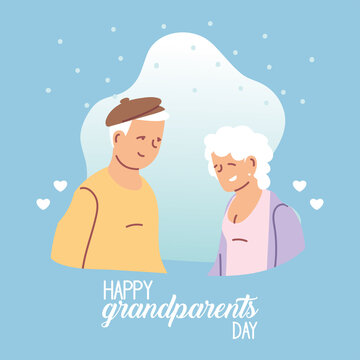 Grandmother and grandfather of happy grandparents day vector design