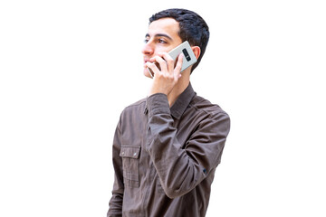 Arabic guy using smartphone to make a call