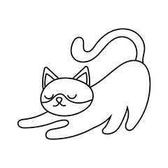 cute little cat pet line style icon