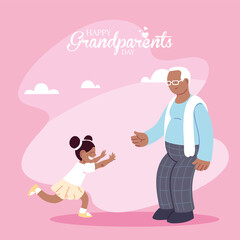 Grandfather with granddaughter of happy grandparents day vector design