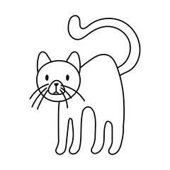 cute little cat pet line style icon