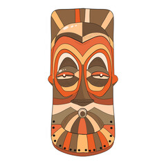 African striped mask on a white background