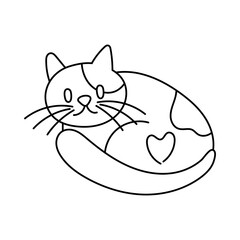 cute little cat pet line style icon