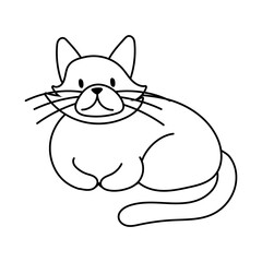 cute little cat pet line style icon