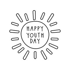 happy youth day lettering with burst line style