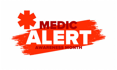 Medic Alert Awareness Month in August. Medical bracelets. First aid, emergency. Medical design. Celebration in United States. Poster, greeting card, banner and background. Vector illustration