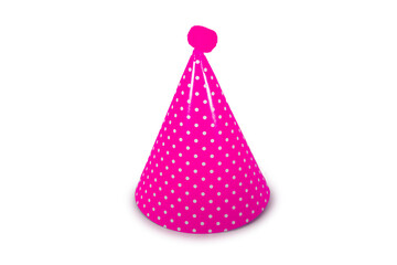 A Pink Birthday Hat on a Pure White Background