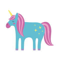 cute unicorn with stars magic horse hand draw style icon