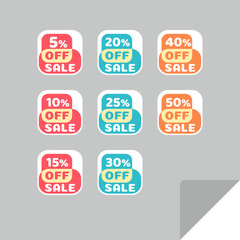 Set of discount labels. Timeless easy-to-read design.