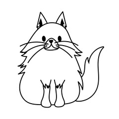 cute little cat pet line style icon