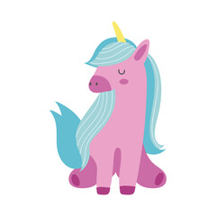 Obraz na płótnie Canvas cute unicorn magical character hand draw style icon