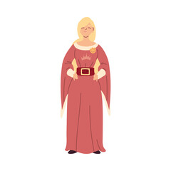 Medieval princess with red dress vector design