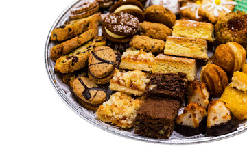 Assorted Cookie Tray Background. Selective focus.