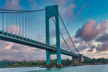 The Verrazano-Narrows Bridge on a grey foggy day in New York City