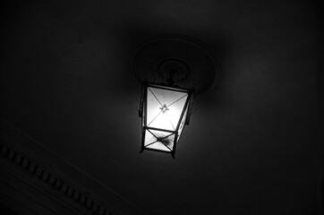 
old black and white lamp