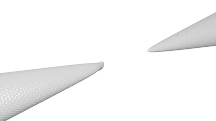 Chaotic 3D abstract background of curved geometrical patterns of dark gray color with lighting and shadows for various applications needing colorful areas. illustration and black