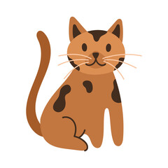 cute little cat pet hand draw style icon