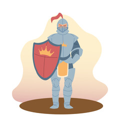 Medieval knight man with shield vector design