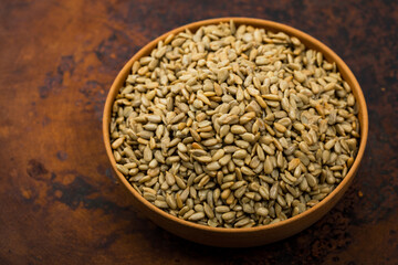 Sunflower Kernels Roasted Seeds Background. Selective focus.