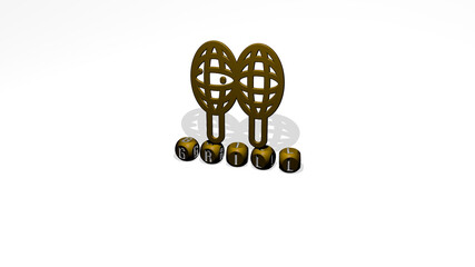 Obraz premium 3D illustration of grill graphics and text made by metallic dice letters for the related meanings of the concept and presentations. barbecue and background