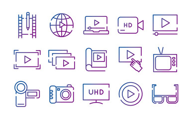 bundle of video content gradient style icon