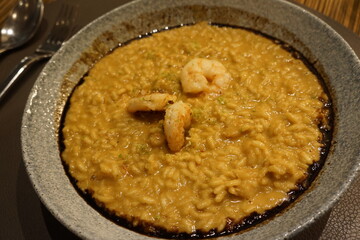 Spanish dish - prawn and risotto