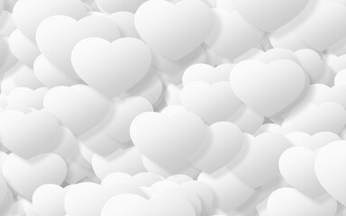 Paper art of White heart on a white background. valentine's day...