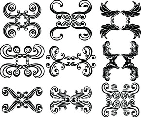 Set of Vector Design of Black Wing Ornaments