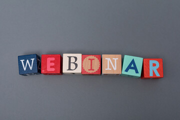 word webinar coaching workshop concept cubes